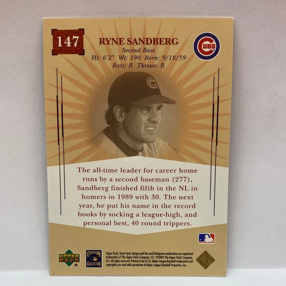 2004 Upper Deck Ryne Sandberg Cubs #147 In Person Autograph (077)